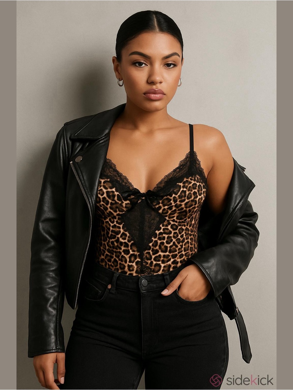 Cosmopolitan Leopard Lace Bodysuit Lingerie Size L Baddie Festival Concert